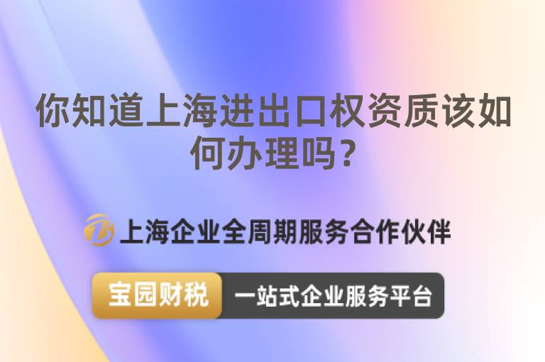 你知道上海進出口權資質該如何辦理嗎？